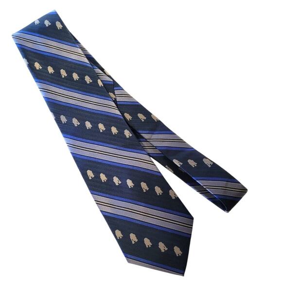 Disney Parks Star Wars R2-D2 Neck Tie Blue Silver 100% Silk Classic Length 60" - Picture 1 of 6